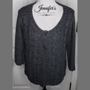 3/$30 Linda Matthew Women's Gray 2-Button Cardigan Size Medium